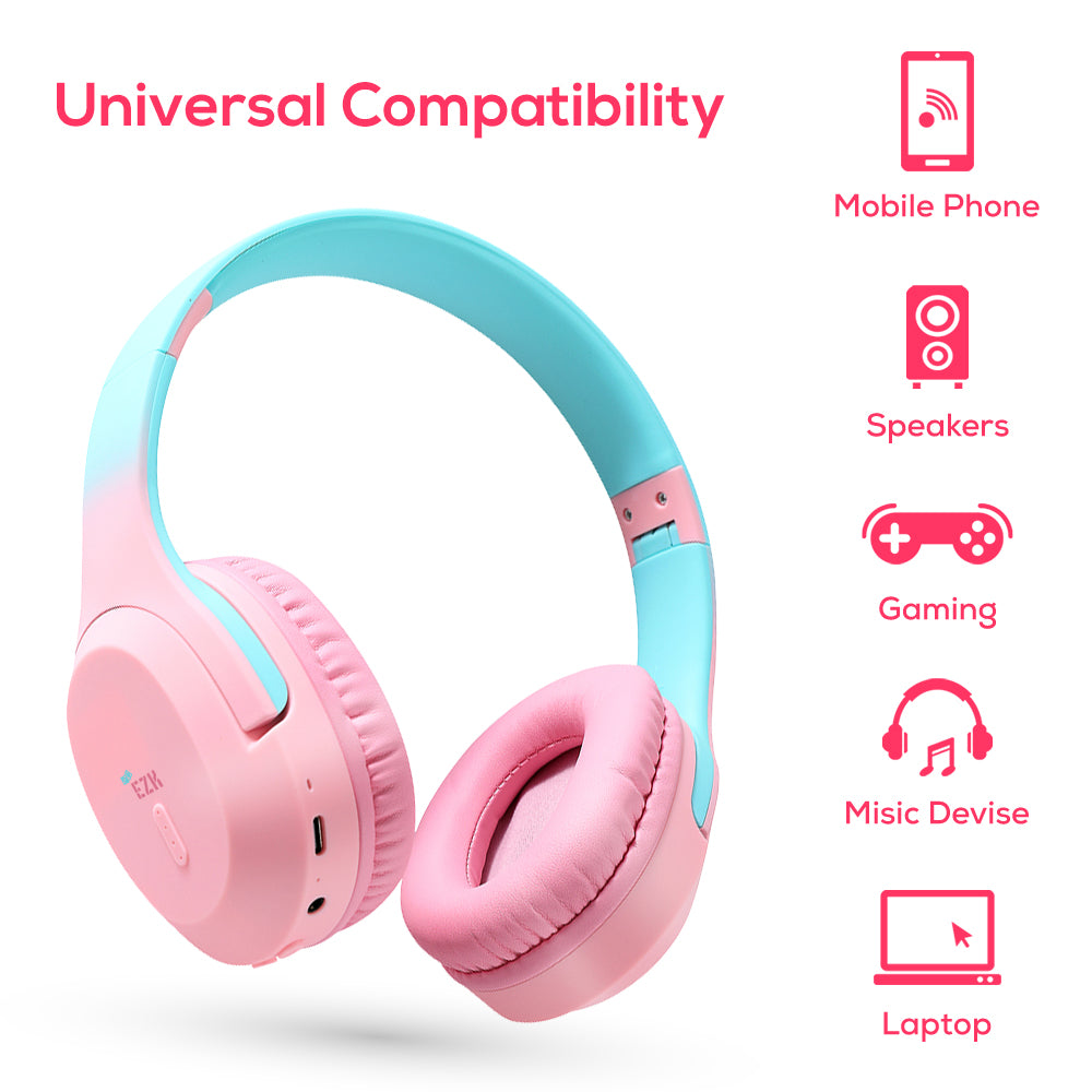 مجموعة من ٤ حقائب ظهر من إيزي كيدز، مقاس ١٨ بوصة، مع سماعة رأس بلوتوث، وحقيبة غداء، وحافظة أقلام - لون أخضر فلورا