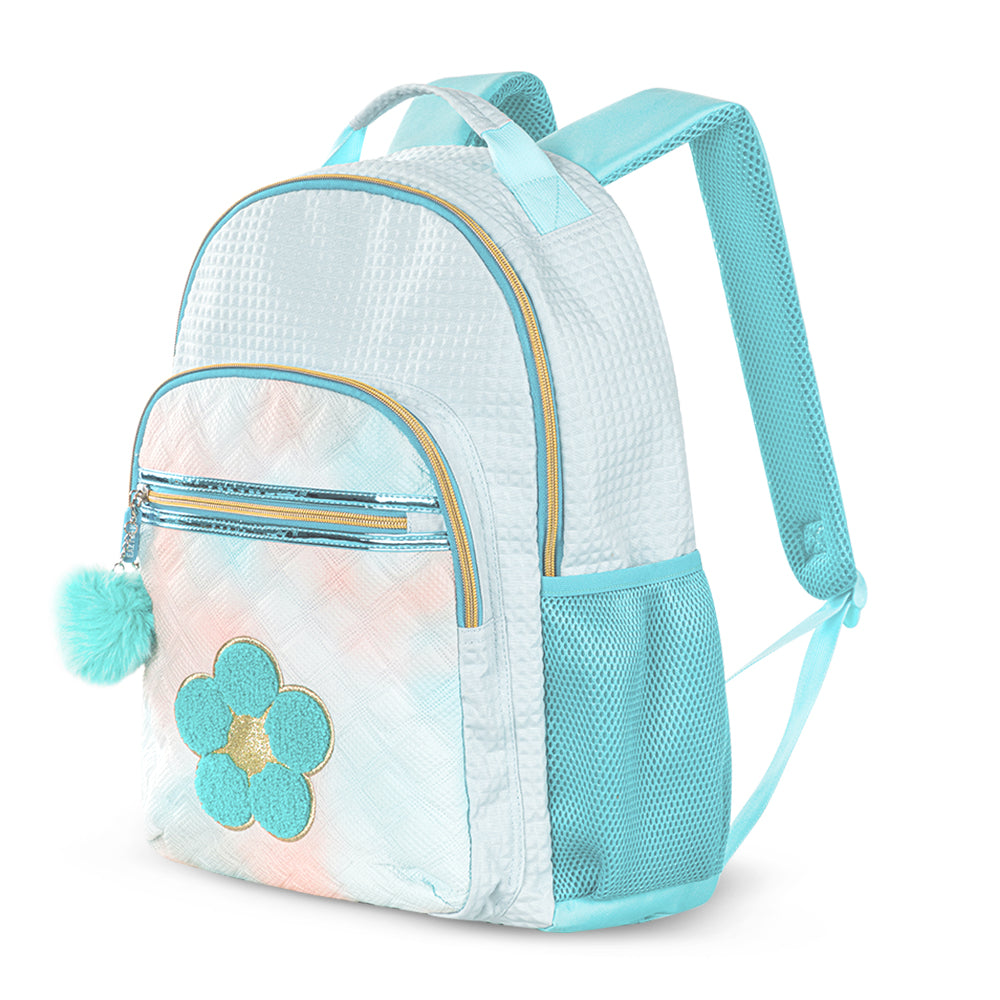 EAZY KIDS 18 inch Set of 4 Backpack w/BT Headset, Lunch Bag and Pencil Case - Flora Green