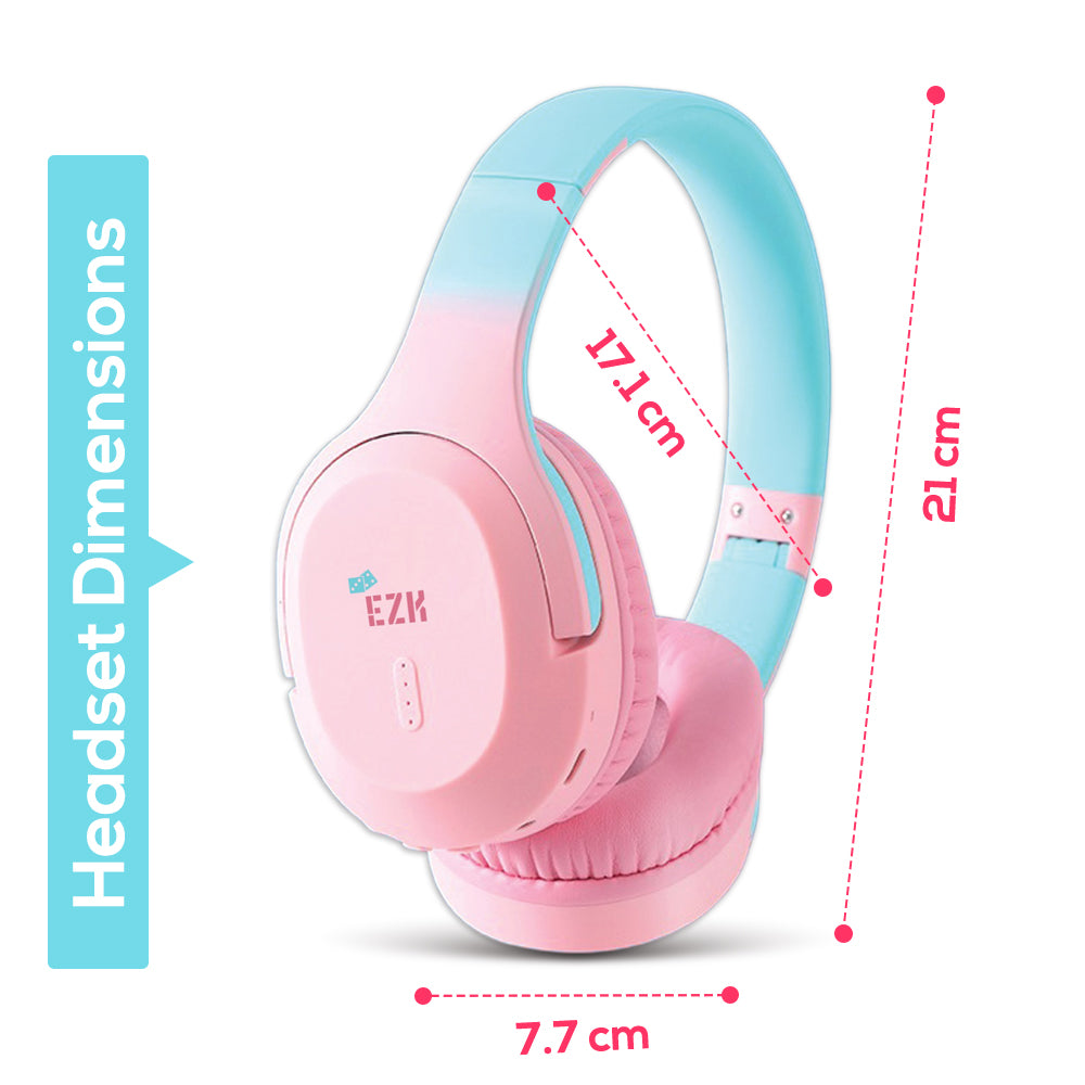 EAZY KIDS 17 inch Set of 4 Backpack w/BT Headset, Lunch Bag and Pencil Case - Girl Glitter Green