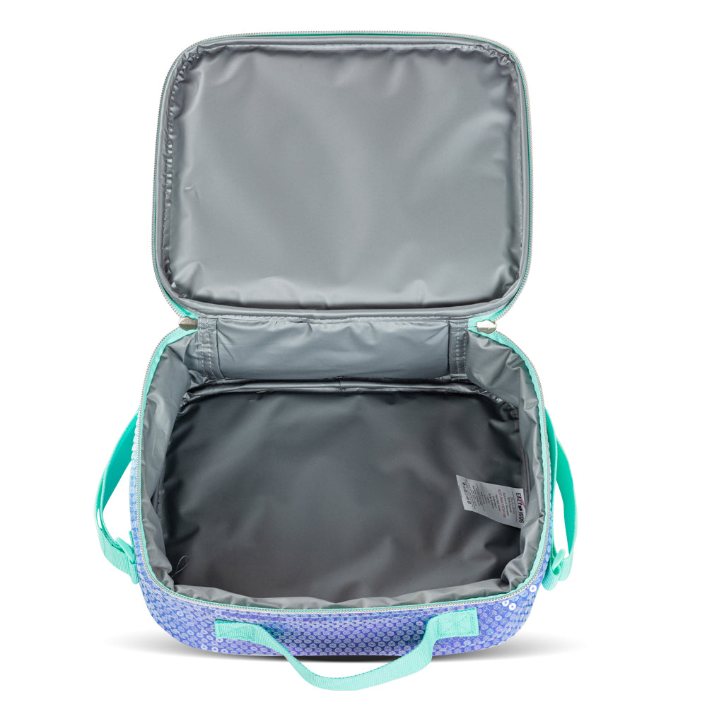 EAZY KIDS 17 inch Set of 4 Backpack w/BT Headset, Lunch Bag and Pencil Case - Girl Glitter Green