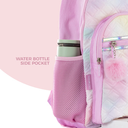 EAZY KIDS 17 inch Set of 5 Backpack w/ Water Bottle, Lunch Box, Lunch Bag and Pencil Case - Sugar Pop Pink