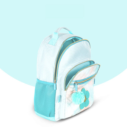 EAZY KIDS 18 inch Set of 6 Backpack w/ Water Bottle, Lunch Box, Lunch Bag and Pencil Case & BT Headset - Flora Green