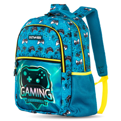 EAZY KIDS 16 inch Set of 4 Backpack w/Trolley, Lunch Bag and Pencil Case - Gaming