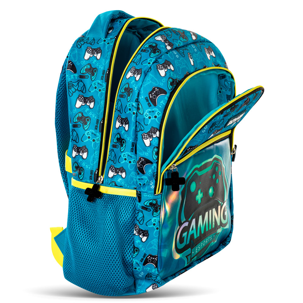 EAZY KIDS 16 inch Set of 4 Backpack w/Trolley, Lunch Bag and Pencil Case - Gaming