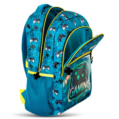 EAZY KIDS 16 inch Set of 4 Backpack w/Trolley, Lunch Bag and Pencil Case - Gaming