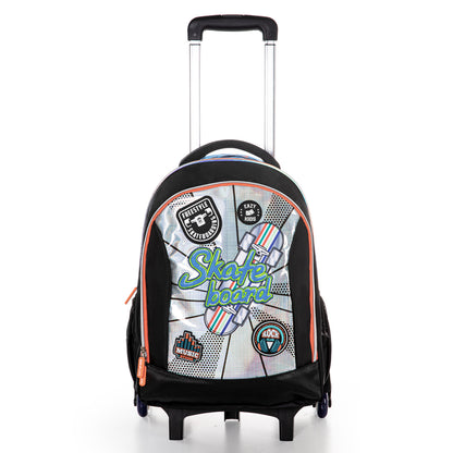 EAZY KIDS 17 inch Set of 4 Backpack w/Trolley, Lunch Bag and Pencil Case - Skate Board