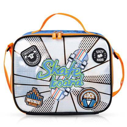 EAZY KIDS 17 inch Set of 4 Backpack w/Trolley, Lunch Bag and Pencil Case - Skate Board