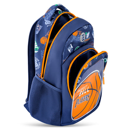 EAZY KIDS 18 inch Set of 4 Backpack w/4 Wheel Trolley, Lunch Bag and Pencil Case - Basket Ball