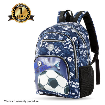 EAZY KIDS 18 inch Set of 4 Backpack w/4 Wheel Trolley, Lunch Bag and Pencil Case - Football