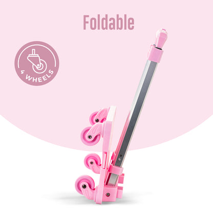 EAZY KIDS 18 inch Set of 4 Backpack w/4 Wheel Trolley, Lunch Bag and Pencil Case - Flora Green