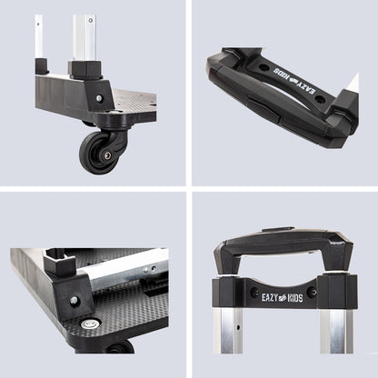 EAZY KIDS 18 inch Set of 4 Backpack w/4 Wheel Trolley, Lunch Bag and Pencil Case - Car Racing