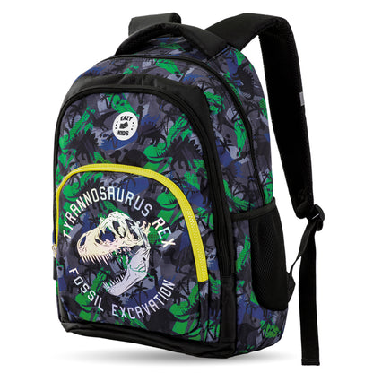 EAZY KIDS 17 inch Set of 4 Backpack w/4 Wheel Trolley, Lunch Bag and Pencil Case - T-Rex