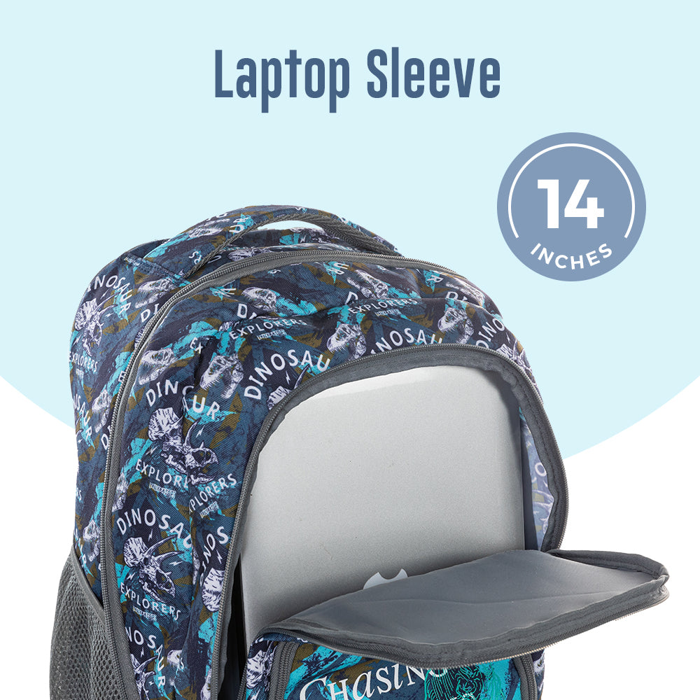 EAZY KIDS 18 inch Set of 4 Trolley Backpack w/ Water Bottle, Lunch Bag and Pencil Case-T Rex