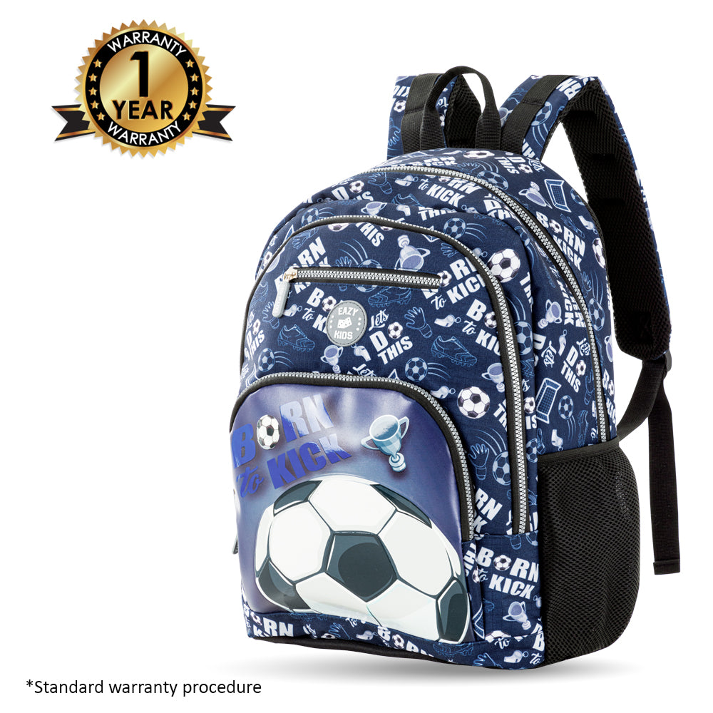 EAZY KIDS 18 inch Set of 4 Backpack w/ Water Bottle, Lunch Bag and Pencil Case - Football