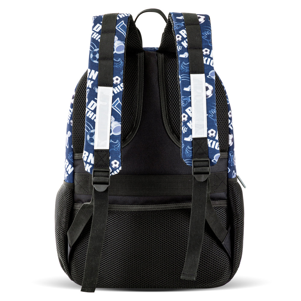 EAZY KIDS 18 inch Set of 4 Backpack w/ Water Bottle, Lunch Bag and Pencil Case - Football