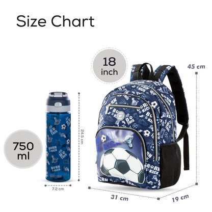 EAZY KIDS 18 inch Set of 4 Backpack w/ Water Bottle, Lunch Bag and Pencil Case - Football