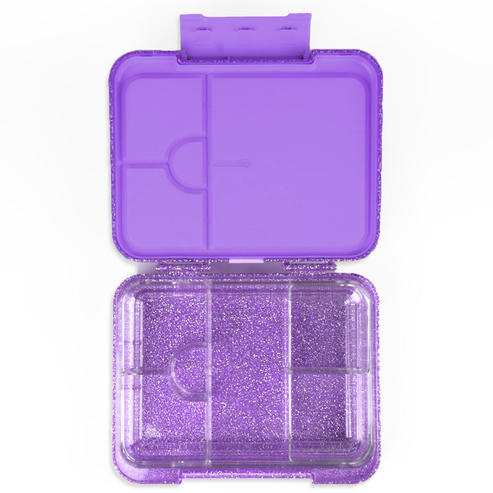 EAZY KIDS - 18 inch Set of 5 Trolley School Bag with Glitter Bento Box, Glitter 550ml Water Bottle, Lunch Bag & Pencil Case - Mermaid Purple