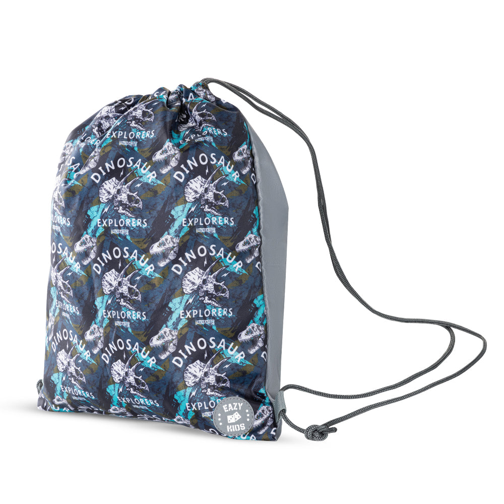 EAZY KIDS 18 inch Set of 8 Trolley Backpack w/Lunch Bag and Pencil Case-T Rex