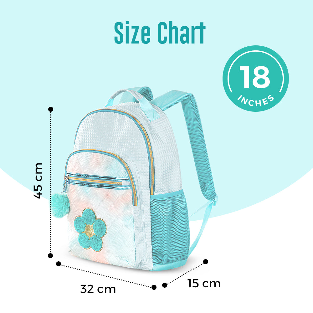 EAZY KIDS 18 inch Set of 9 Backpack w/4 Wheel Trolley, Lunch Bag and Pencil Case - Flora Green