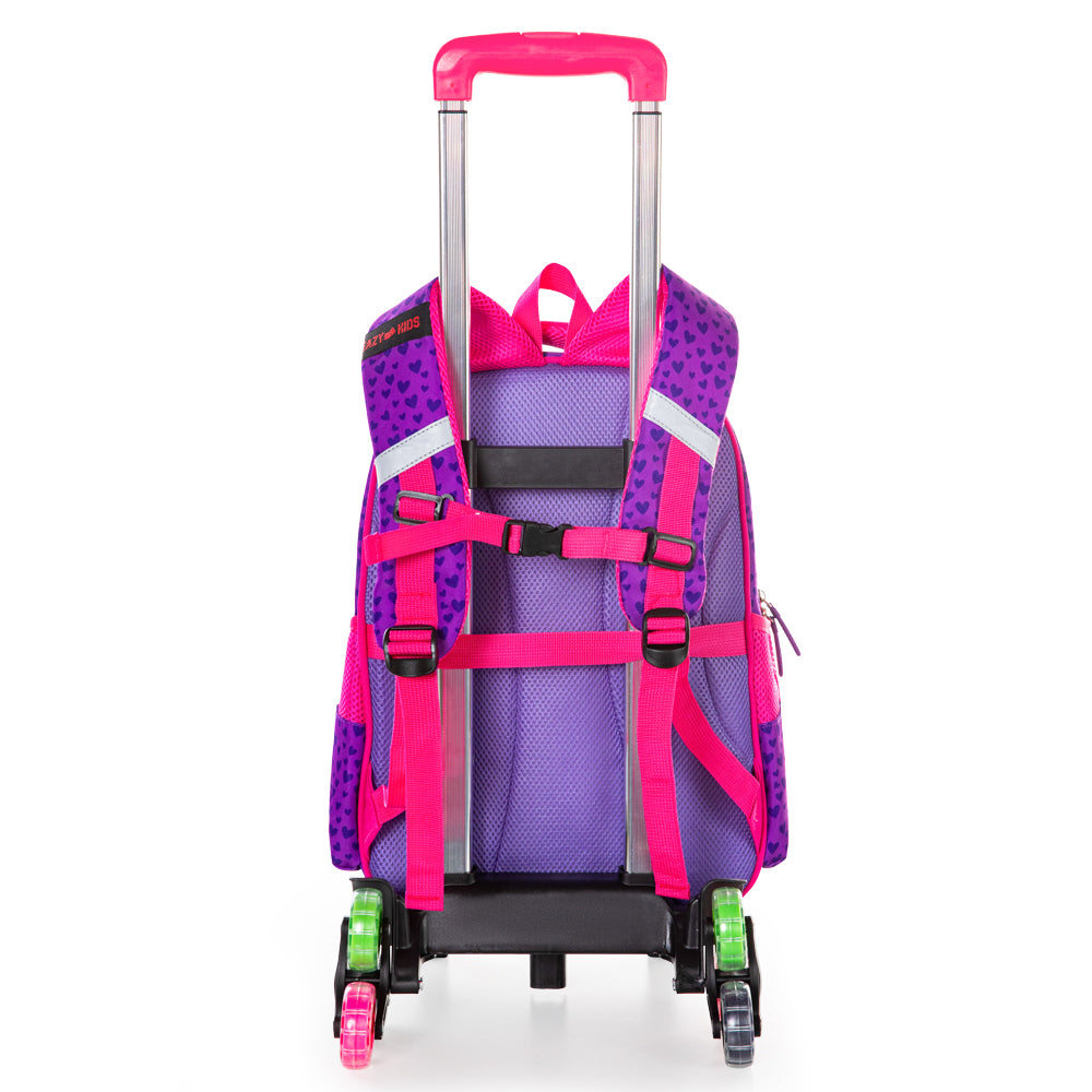 EAZY KIDS School Bag 16 inch w/Trolley - Love & Hugs Purple