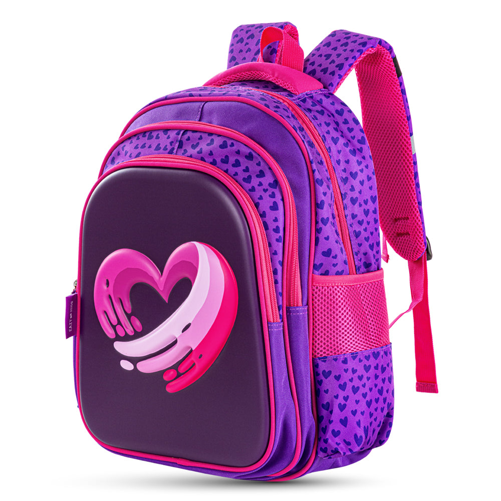 EAZY KIDS School Bag 16 inch w/Trolley - Love & Hugs Purple
