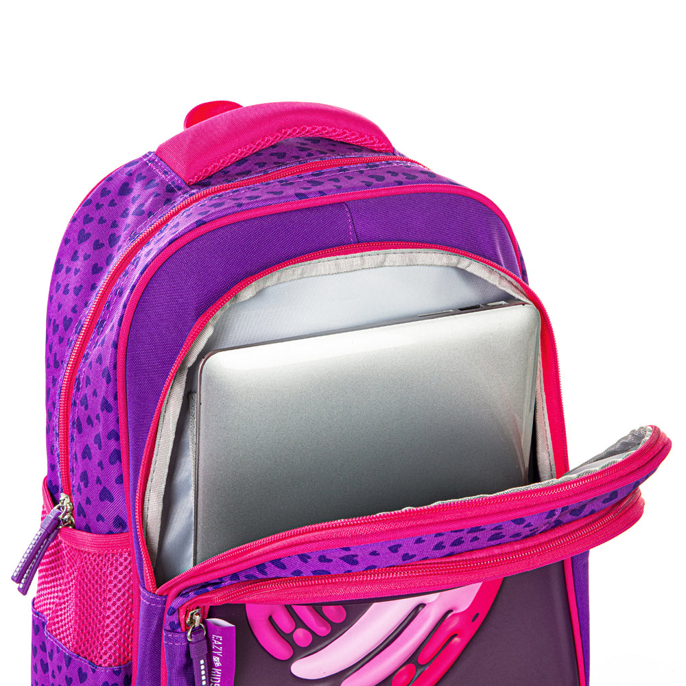 EAZY KIDS School Bag 16 inch w/Trolley - Love & Hugs Purple