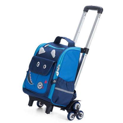 EAZY KIDS Dinosaur School Bag wt Trolley - Blue