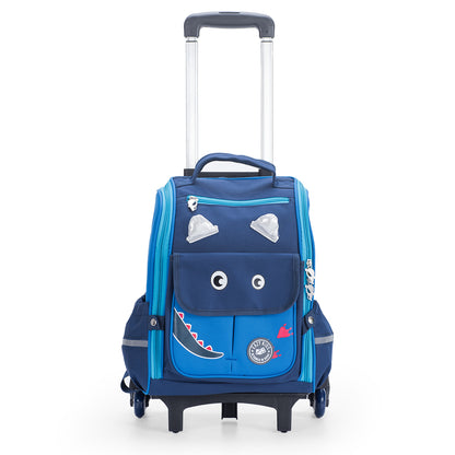 EAZY KIDS Dinosaur School Bag wt Trolley - Blue