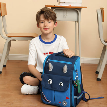 EAZY KIDS Dinosaur School Bag wt Trolley - Blue