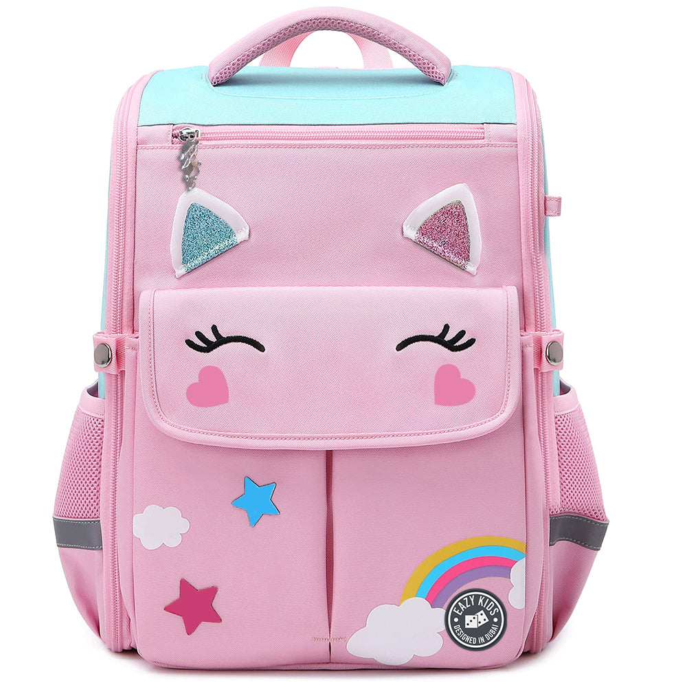 EAZY KIDS 3D Unicorn School Bag wt Trolley - Pink