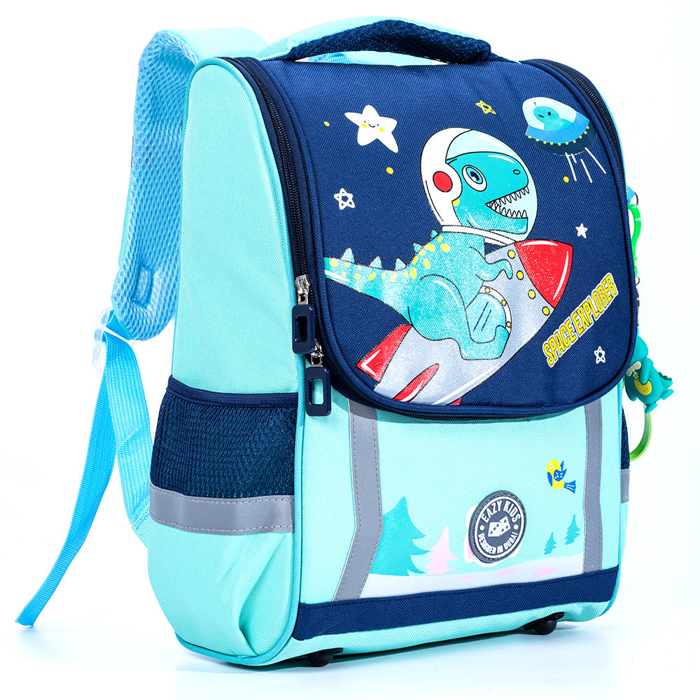 EAZY KIDS School Bag Dino in Space wt Trolley - Green
