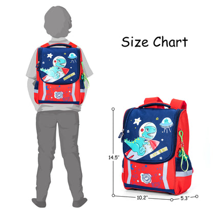 EAZY KIDS School Bag Dino in Space wt Trolley - Red