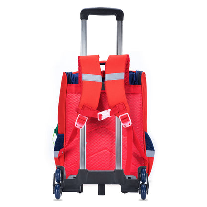 EAZY KIDS School Bag Dino in Space wt Trolley - Red
