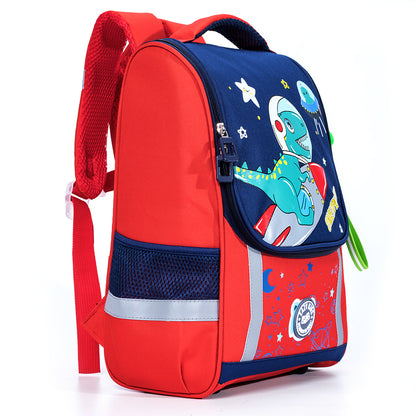 EAZY KIDS School Bag Dino in Space wt Trolley - Red