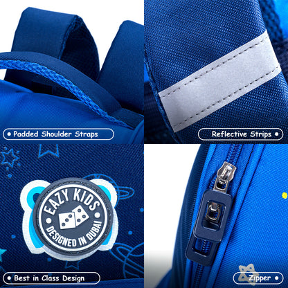 EAZY KIDS School Bag Dino in Space wt Trolley - Blue