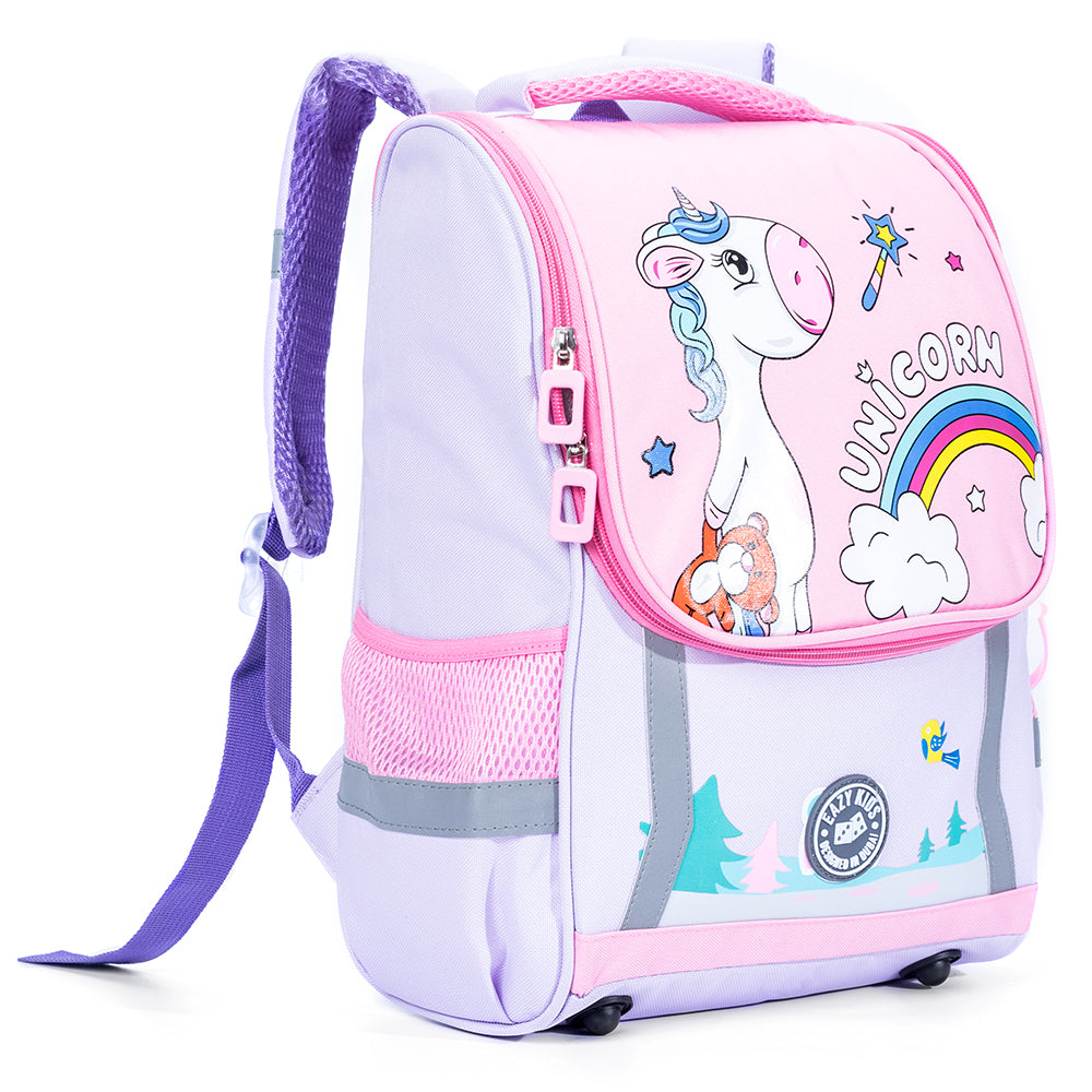 EAZY KIDS School Bag Unicorn wt Trolley - Purple