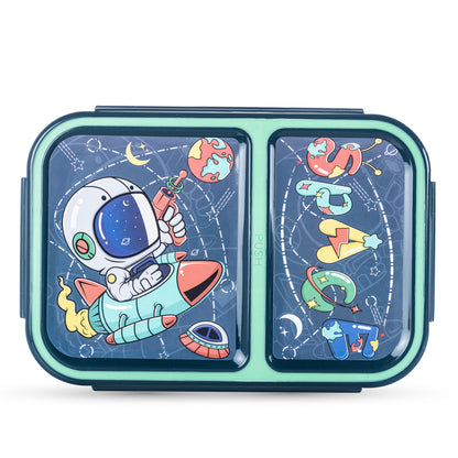 NOVA KIDS 2 Compartment Bento Lunch Box w/ Water Bottle - Astronaut Green