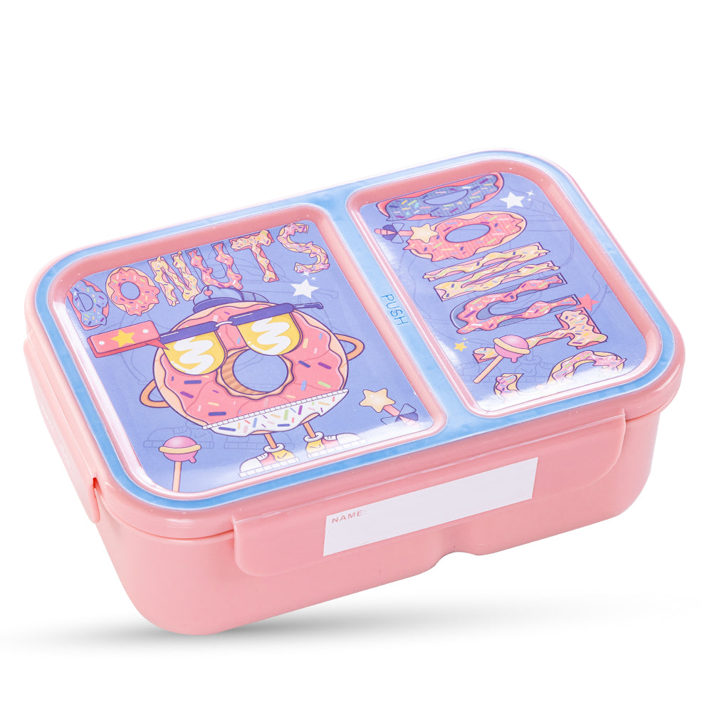 NOVA KIDS 2 Compartment Bento Lunch Box w/ Water Bottle - Donut Pink