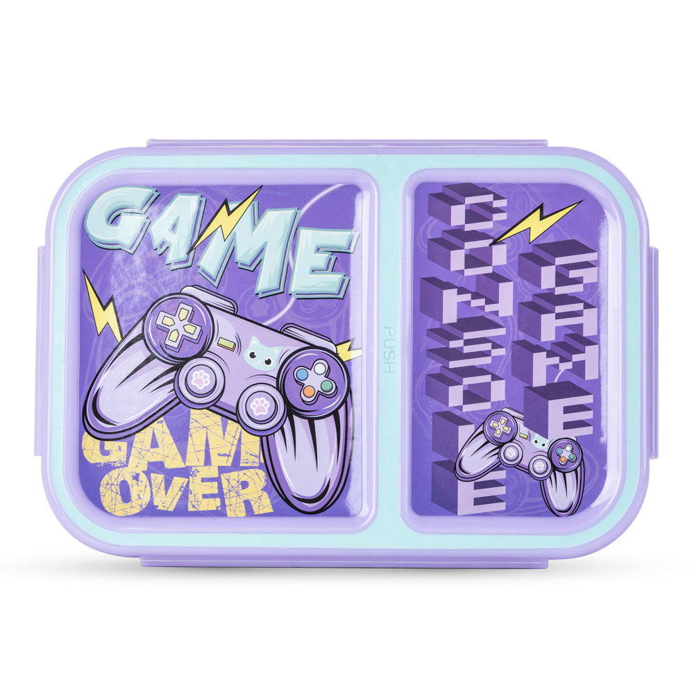 NOVA KIDS 2 Compartment Bento Lunch Box w/ Water Bottle - Gamer Mauve