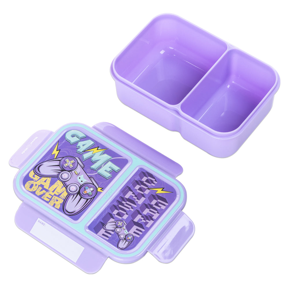NOVA KIDS 2 Compartment Bento Lunch Box w/ Water Bottle - Gamer Mauve