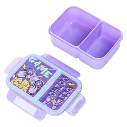 NOVA KIDS 2 Compartment Bento Lunch Box w/ Water Bottle - Gamer Mauve