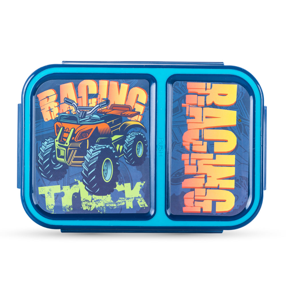 NOVA KIDS 2 Compartment Bento Lunch Box w/ Water Bottle - Racer Blue