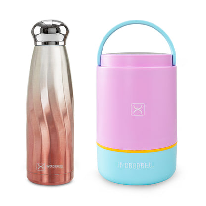 Hydrobrew Triple Decker Stainless Steel Lunch Box 900ml w/ Double Wall Stainless Steel Water Bottle 420ml – Candy Cloud