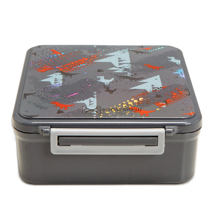 Hydrobrew Bento Lunch Box 1.74L w/ Steel Food Jar & Sip Switch Water Bottle 1000ml | Leakproof Meal Box – Dinosaurs Grey