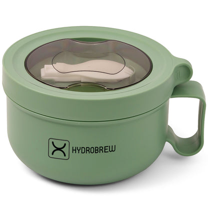 Hydrobrew Lunch Box with Folding Spoon & Double Wall Stainless Steel Water Bottle 500ml – Green
