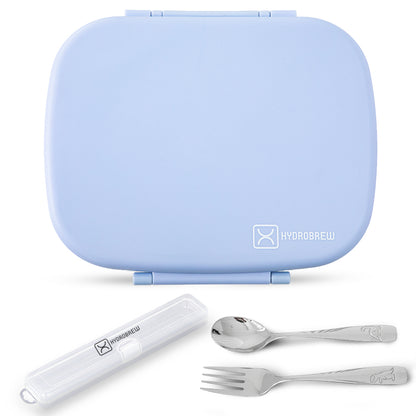 Hydrobrew Smart Serve Bento Lunch Box 1100ml w/ Stainless Steel Cutlery Set – Sky Mist