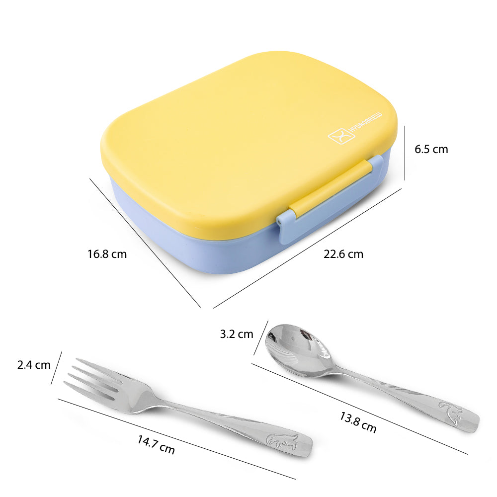 Hydrobrew Smart Serve Bento Lunch Box 1100ml w/ Stainless Steel Cutlery Set – Sunny Sky