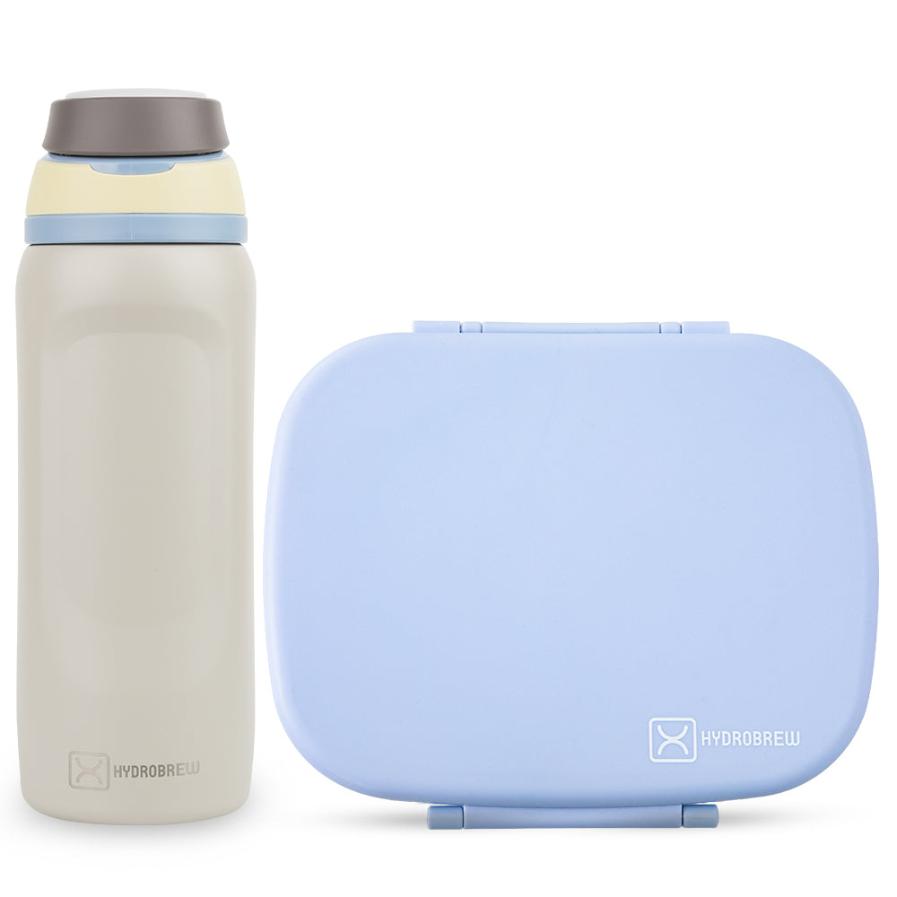 Hydrobrew Smart Serve Bento Lunch Box 1100ml w/ Sip Switch Stainless Steel Water Bottle 1000ml – Sky Mist