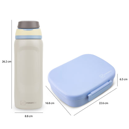 Hydrobrew Smart Serve Bento Lunch Box 1100ml w/ Sip Switch Stainless Steel Water Bottle 1000ml – Sky Mist
