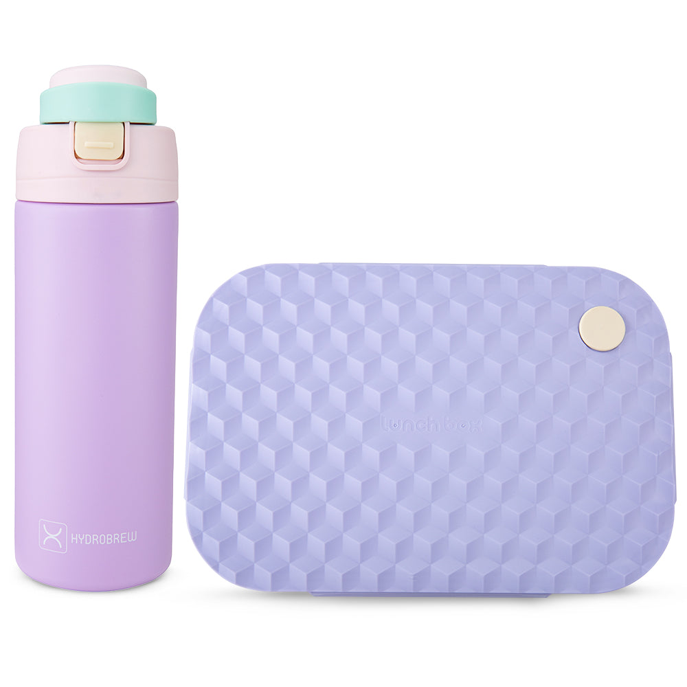 Hydrobrew Smart Serve Bento Lunch Box 980ml & SipSwitch™ Insulated Water Bottle 720ml – Purple